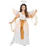 Spooktacular Creations Halloween Angel Costume for Girls, Golden White Angel Dress for Kids for Halloween Role Play Themed Party (Medium, 8-10 yrs)