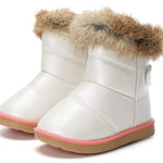 KVbabby Toddler boots Kids Snow Boots Girl's Warm Winter Boots Fur Lined Waterproof Boot PU Leather Non-slip,White,4.5 M US Toddler = Label 21