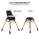 Dream On Me Nibble 2-in-1 Wooden Highchair | Convertible Baby Feeding Chair with Removable Tray, Adjustable Footrest, 5-Point Harness, Lightweight Modern Design for Infants & Toddlers