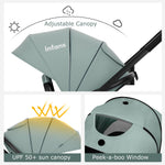 INFANS 2 in 1 Baby Stroller, High Landscape Infant Stroller & Reversible Bassinet Pram, Foldable Pushchair with Adjustable Canopy, Cup Holder, Storage Basket, Suspension Wheels (Green)