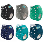 ALVABABY Baby Cloth Diaper 6 Pack with 12 Inserts One Size Cloth Diaper Covers Adjustable Washable Reusable for Baby Girls and Boys