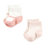Hudson Baby Baby Girls Sock and Headband 12pc Set, Soft Pink Roses, 0-9 Months