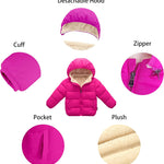Toddler Baby Hooded Down Jacket Boys Girls Kids Thicken Warm Winter Coat Outerwear 1-7t