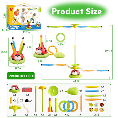 Powza 5 in 1 Musical Jump Toys, Ring Toss Game Stomping Launch Rocket Launcher for Kids, Obstacle Avoidance & Jump Squat Toy Games Remote Control Outdoor & Indoor Toys for Ages 4-8 8-13