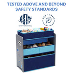 Delta Children Design and Store 6 Bin Toy Organizer, Grey/Blue