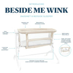 Baby Delight Beside Me Wink Bassinet | Bedside Sleeper | 7-Position Height Adjustment | Organic Oat