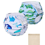 Durio 2PCS Reusable Swim Diapers - Baby Swim Diapers Adjustable Washable Newborn Infant Diaper Soft Water Diaper for Swimming Lessons with a Mesh Bag 3-6M