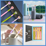 Mluyeri 4-Pack Medium Toothbrush Set, Bulk Toothbrushes for Kids & Adults with Special Needs, Multi-Angle Cleaning, Medium Soft Bristles, White, Pink, Green, Purple