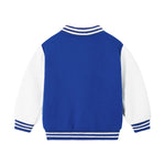 Volunboy Toddler Boys Baseball Jacket Kids Varsity Letteman Fall Winter Fleece Bomber Outerwear (Bluewhite, 18-24 Months)