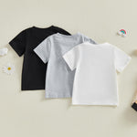 Toddler Baby Girl Boy Short Sleeve T Shirt Top 3Pcs Basic Solid Color Cotton Tee Shirts Blouse 6M-5Years Old (Black White Gray, 6-12 Months)