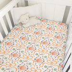 Fall Pink Pumpkins Bows Gingham Baby Crib Sheets for Girls Autumn Thanksgiving Harvest Soft Snug Fitted Crib Mattress Covers for 52''x28'' Standard Crib & Toddler Mattress Halloween Bed Sheets