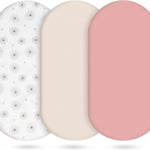 3-Pack Cotton Muslin Bassinet Sheets - Fitted Elastic Mattress Cover for Baby Boys & Girls, Breathable Bedside Bassinet Sheets Neutral Colors (Fits Oval & Rectangle Shape) (Green)