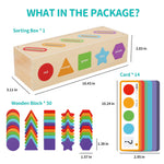 Montessori Toys for 1 2 3 Year Old | Wooden Color & Shape Sorting Matching Toys | Learning Educational Toys for 1-3 Year Old Kids | One 1st 2st Birthday Gift for Boy Girl
