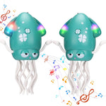 Magic Electric Dancing Octopus Toy with Led Light and Music,Playful Automatic Evasion Crawling Dancing Octopus with Fishing Rod,Smart Tentacle Explorer Dancing Squid Toy Tummy Time Baby Toys,Green