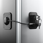 RORMGO Refrigerator Lock 2 Packs, Fridge Lock with Silicone Wire Protection Fridge Locks for Kids Easy to Use and Install Cabinet Locks with Key, Black