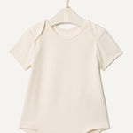 Amazon Essentials x Sofia Grainge Unisex Babies' Short Sleeve Crewneck Bodysuit, Pack of 3, Ivory/Light Camel/Stripe, 0-3 Months