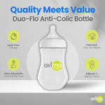 Avima Baby 9 oz Anti Colic Baby Bottles for Breastfed Babies - Medium Flow Nipples, Wide Neck Bottle, BPA Free - 3-6 Months, Stage 2 (Set of 3)