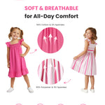 PATPAT 3 Packs Girl Toddler Dresses Sleeveless Flamingo Striped Toddler Casual Dresses 4-5 Years Multicoloured