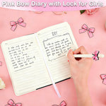 Diary with Lock for Girls Ages 8-12, Pink Bow Journal with Lock for Teen Girls, Birthday Gifts for Girls Diary for Kids with Pen, Coquette Preppy Secret Diary Notebook for Girls Women, Gift for 7 8 9 10 11 12 13 14 15 Year Old Girl