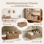 Klippehop Diaper Caddy Organizer, Hand Rattan Nursery Baby Basket Changing Table Organizer for Baby Essentials, Baby Shower Gifts, Versatile Shelf Basket Bathroom/Kitchen Organizer (Natural Deep, L)