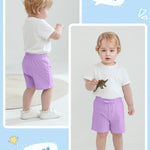 Resinta 4 Packs Unisex Baby Toddler Cotton Shorts Baby Pull-on Shorts with Drawstring Soft Summer Clothes for Daily Wear