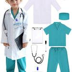 Popsunny Doctor Costume for Kids 3 4 5 Years Old, Toddler Medical Dress up Outfit with Real Stethoscope, Pretend Play Coat Gift for Boys Girls