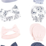 Hudson Baby baby-girls Cotton Headband and Scratch Mitten Set