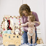 Wooden Baby Shower Basket with Hanger Rack - Personalized Baby Gift, Newborn Essentials Organizer for Nursery, Welcome Gift Basket for Newborn, Pregnancy Gifts for New Parents.