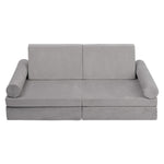 Betterhood Modular Kids Play Couch, Kids Couch Building Fort for Playroom, Children Convertible Foam Cushion for Boys and Girls (Round Armrest, Grey)