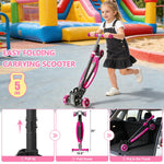 3 Wheel Scooters for Kids 2-5 5-7 Years, 3 Adjustable Heights Foldable Metal Toddler Scooter for Boys Girls Up to 120 lbs, Lean-to-Steer, Dual Rear Brake Widen Anti-Slip Deck (NEW Pink)