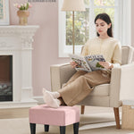 SONGMICS Foot Stool with Legs, Small Footstool Ottoman, Velvet Seat with Thick Cushion, for Living Room, Bedroom, Entryway, 330 lb Weight Capacity, Jelly Pink ULOM501R01