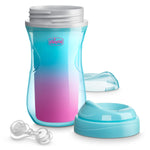Chicco Insulated Sippy Cup 12+ Months, 9oz Toddler Training Cup with Bite-Resistant No-Spill Rim Spout, Double-Wall, BPA-Free, 2-Pack, Teal/Pink/Floral