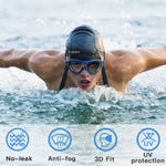 Keary 2 Pack Swimming Goggles Anti-fog Swim goggles for Adult Men Women Youth, UV Protection Waterproof Big Frame Clear Swim Goggles Pool Water Glasses Swim Mask, Underwater Goggles for Swimming