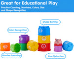 Wanonoo Stacking Cups Baby Toy Set, Nesting Stacking Toys for Toddlers 1-3 Montessori Toys for 1 Year Old Babies 6-12-18 Month Stackable Number Blocks Infant Sensory Bath Easter Basket Stuffers Gifts