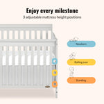 Dream On Me Ashton 4-In-1 Convertible Crib In Grey, Greenguard Gold, JPMA Certified, Non-Toxic Finishes, Features 4 Mattress Height Settings, Made Of Solid Pinewood