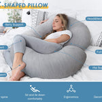 INSEN Cooling Pregnancy Pillow, Maternity Pillow for Pregnant Women, C Shaped for Side Sleeping(Cooling Silky Grey)