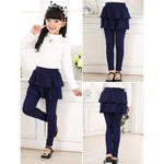 Toddler Girls' Leggings with Skirt Cotton Ruffle Tutu Skirt Soft Solid Pants for Kids (Navy, 18-24 Months)