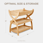 Comfy Cubs Baby Changing Table - Sturdy Wood Construction, Timeless Look Baby Change Table with Two Open Shelves for Infant Daycare Essentials Storage - Natural Wood