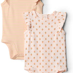 Amazon Essentials x Sofia Grainge Baby Girls' Embroidered Ruffle Bodysuit, Pack of 2