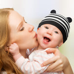 6 Pieces Newborn Baby Hat Bear Ears Infant Caps Baby Boy Girl Toddler Hats Infant Beanie Caps for 0-3 Months (Classic, Black White, Black, Gray, Brown, Royal Blue, Dark Green)