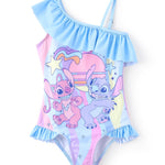 Disney Stitch Girls Swimsuits Lilo & Stitch Ruffle One Piece Bathing Suits Sport Summer Beach UPF 50 Swimwear Blue Quick Dry for Kids Girls Size 3T