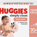 Huggies Simply Clean Fresh Scent Baby Wipes, 3 Flip-Top Packs of 64 (192 Wipes Total), Packaging May Vary