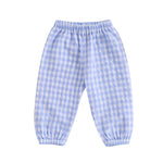 Kids Toddler Boys Girls Gingham Pants Elastic Waist Plaid Loose Baggy Trousers Casual Spring Fall Bottoms Sweatpants (C-Blue, 12-18 Months)