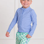 RUGGEDBUTTS Boys UPF50+ Sun Protection Dolphin Hem Swim Trunks - Tee Time, 2T