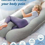 Meiz Pregnancy Pillows, Cooling Silky Pregnancy Pillows for Sleeping, 60" Full Body Maternity Pillow for Tall Pregnant Woman with Cooling Silk Jersey Cover, Grey