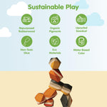 PlanToys® Geo Stacking Rock Wooden Montessori Balancing and Fine Motor Toy | Creative Thinking, Coordination and Early Problem Solving Activity | Eco Friendly Educational Open Ended Play Set
