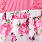 KAFIREN Baby Girl Clothes 6-9 Months Newborn Romper Dress Infant Lace Ruffle Sleeveless Summer Outfits with Headband Rose Red Butterfly 6-9 Months 90cm