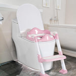 BRINJOY Potty Training Seat with Step Stool Ladder, Potty Toilet Toddler Seat w/Potty Training Chart & Cushion Handle, Kids Potty Training Toilet Chair for Girls Boys w/Non-Slip Pads Wide Step