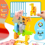 Vaiheng Toys for Toddlers 1-3, Montessori Toys for 1 2 3 4 Year Old Boys & Girls, Toy Age 2-4 0-2 Kids Baby, 1 2 3 Year Old Girls Boys Gifts, Wooden Animal Blocks Stacking Education Puzzles Toy