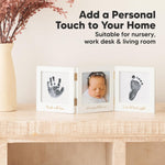 Inkless Baby Handprint and Footprint Kit for Newborn - Baby Footprint Kit, Newborn Keepsake Nursery Picture Frame, Dog Paw Print Maker, Personalized Gifts for New Mom, Mother's Day (White/Gold)